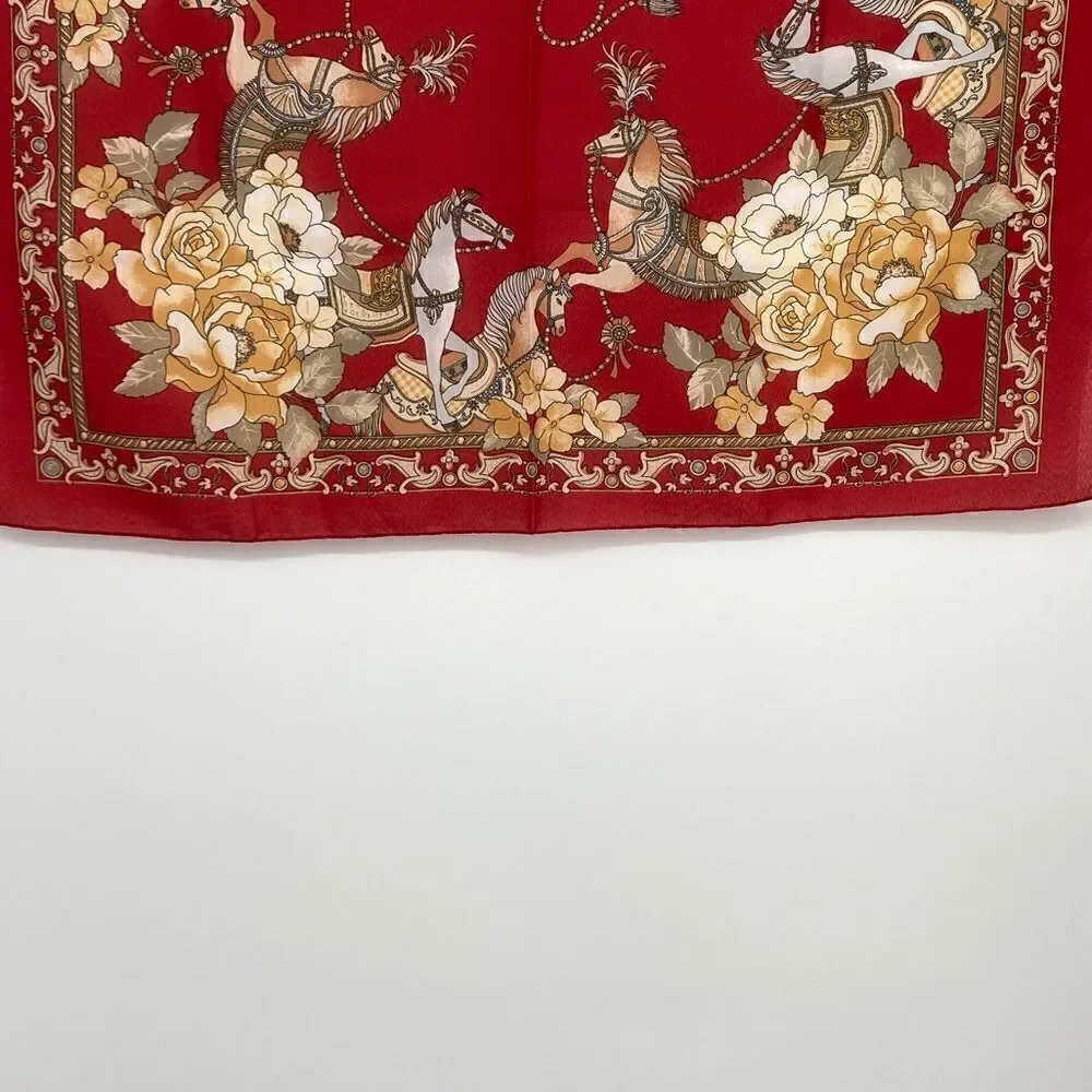 Vintage Red Scarf 32 Sq Made in Italy Like New